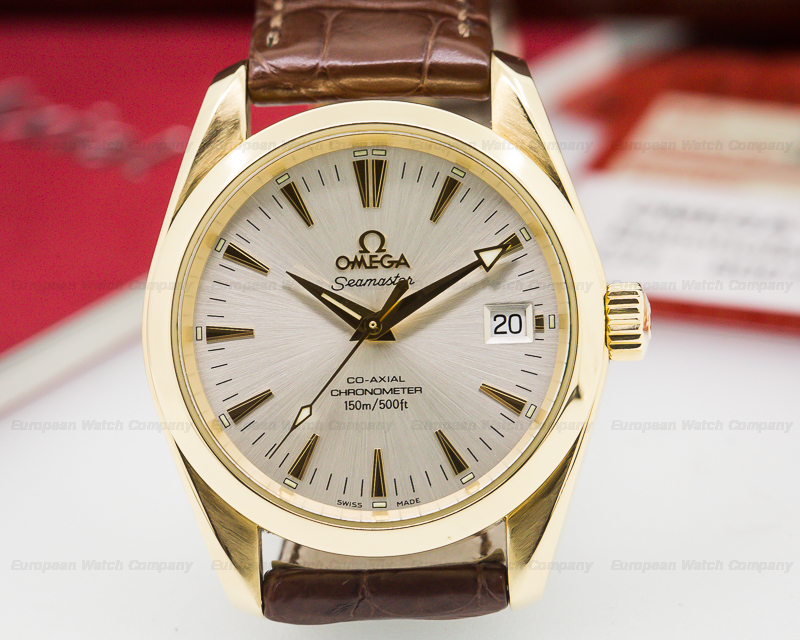 18K Yellow Gold Omega Seamaster Aqua Terra Co-Axial Silver Dial Replica Watch