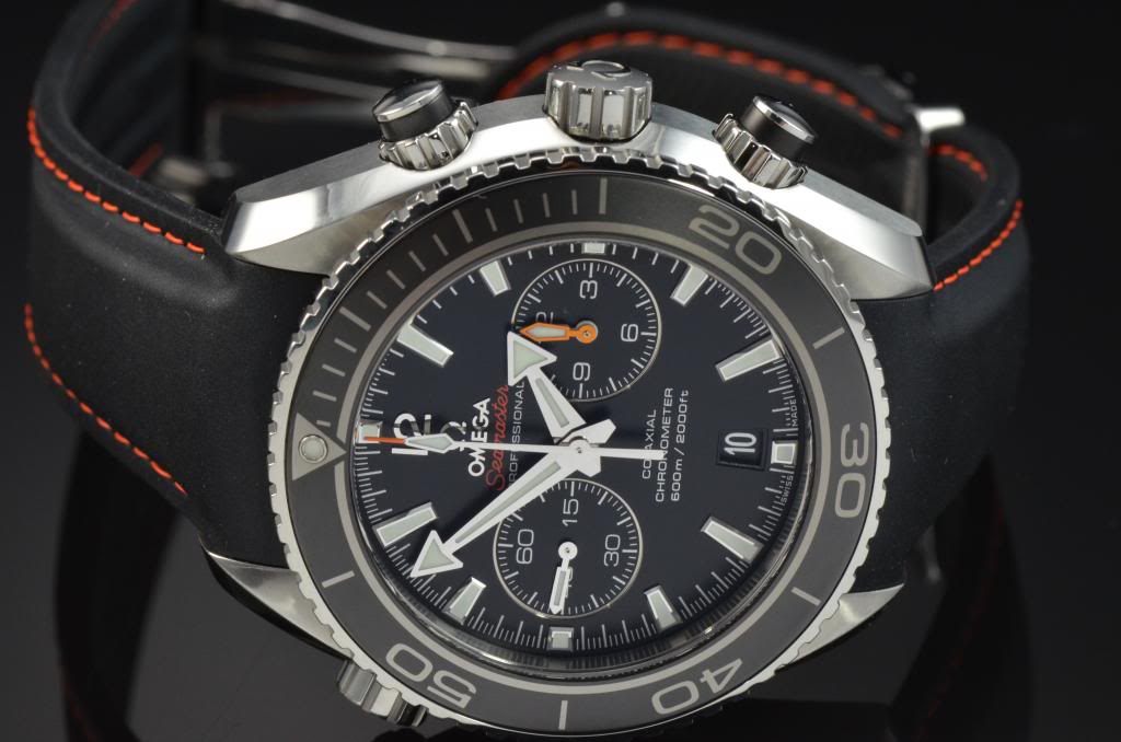 Black bezel rubber strap omega seamaster planet ocean chronograph swiss replica watch