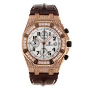 Audemars Piguet Royal Oak Offshore Chronograph Asia Valjoux 7750 Movement Rose Gold Case Diamond Bezel and Case with Whi