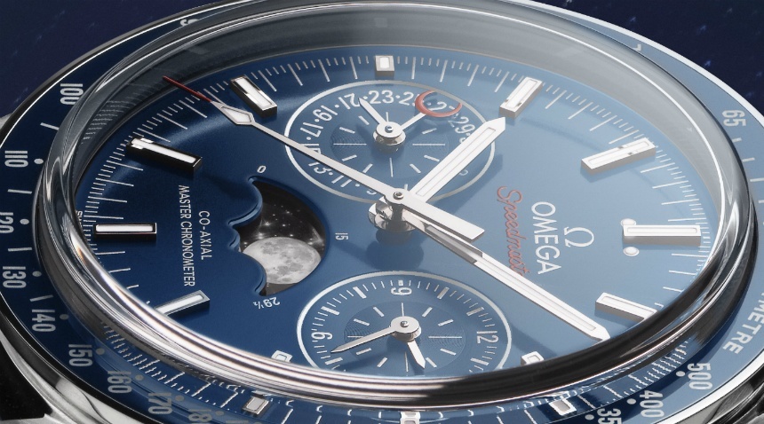 omega speedmaster moonphase blue replica