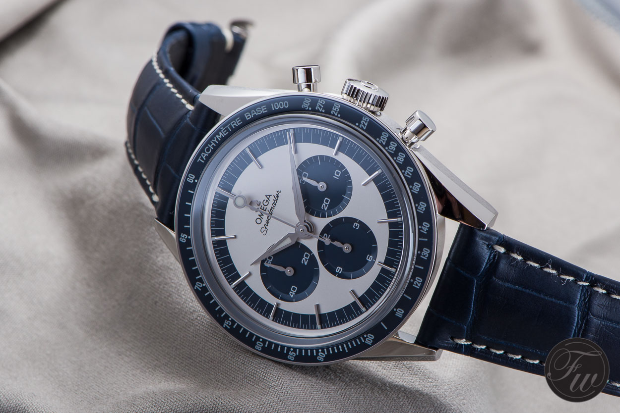 Ceramic Bezel Omega Speedmaster CK 2998 Replica Watch With Blue Leather Strap